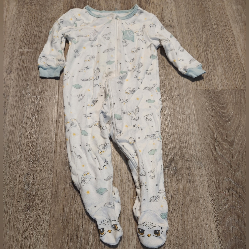 Charming Owl Print Kids Footie Pajamas